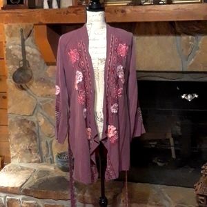 Sundance Driftwood embroidered kimono